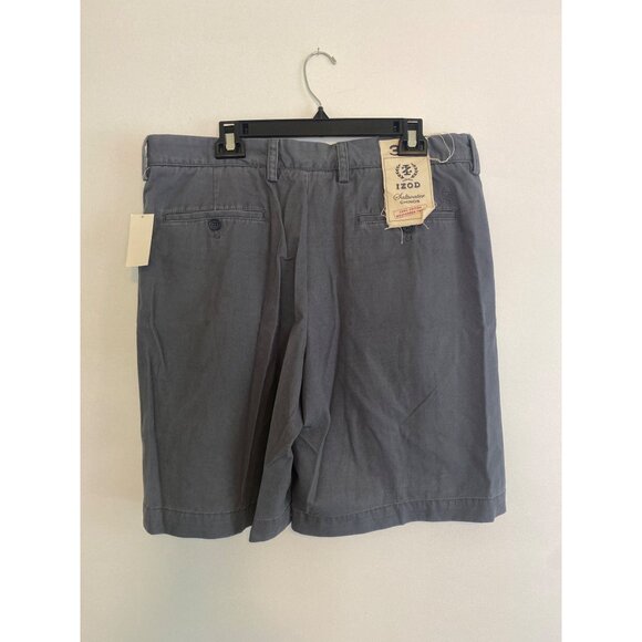 NWT Izod Men’s Saltwater Chino Shorts 36W Bluestone 100% Cotton Weathered Twill - Picture 2 of 6